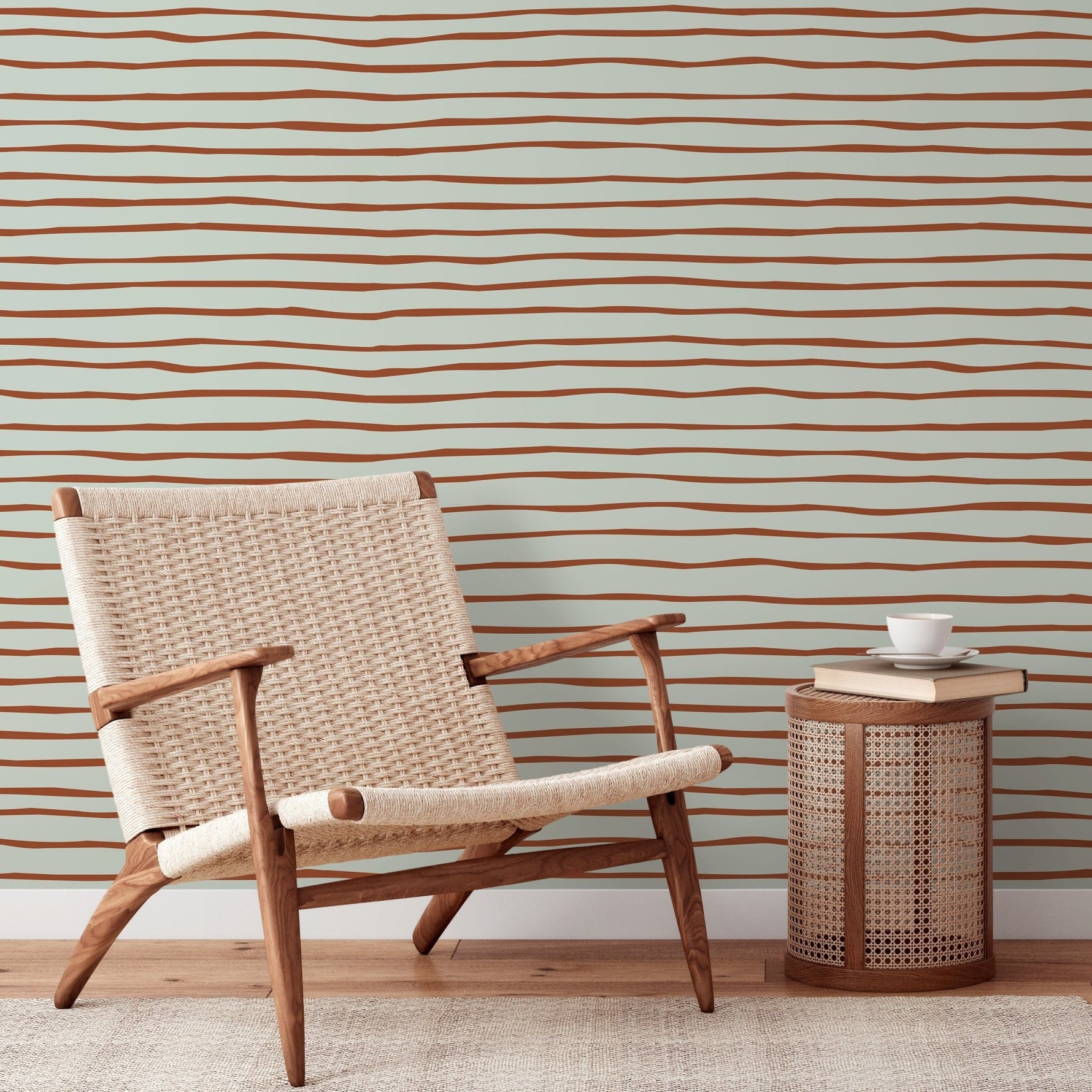 Boho Striped Wallpaper Modern Waves Wallpaper Peel and Stick and Traditional Wallpaper - D775 - WallTrend