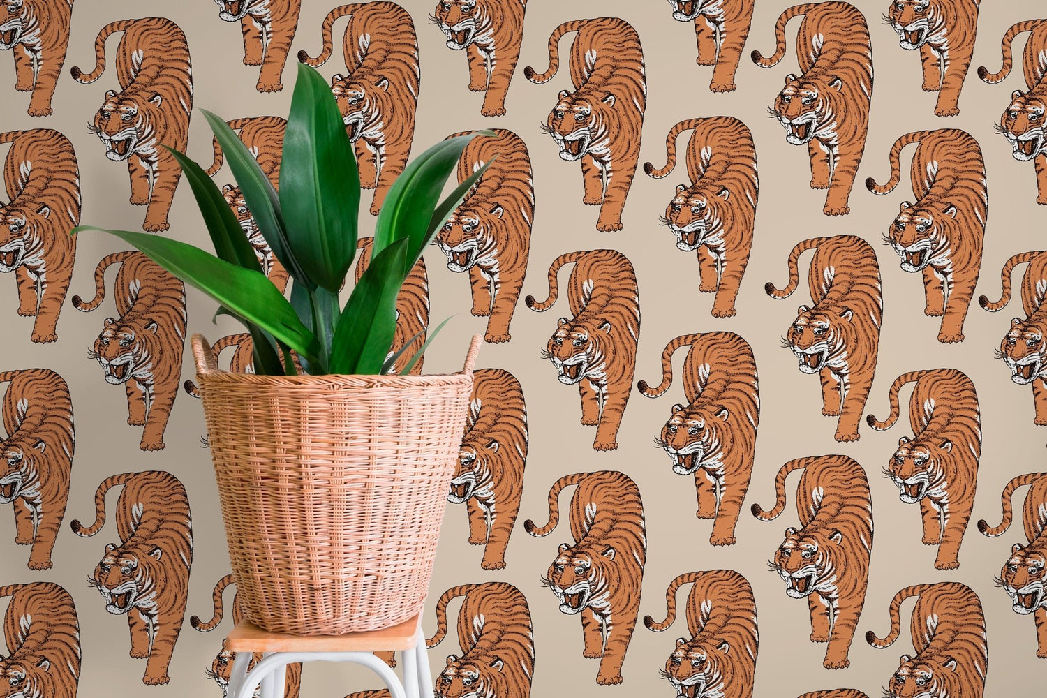 Boho Tiger Wallpaper Removable Peel and Stick Wallpaper, Animal Print Repositionable Peel and Stick Wallpaper - ZADI - WallTrend