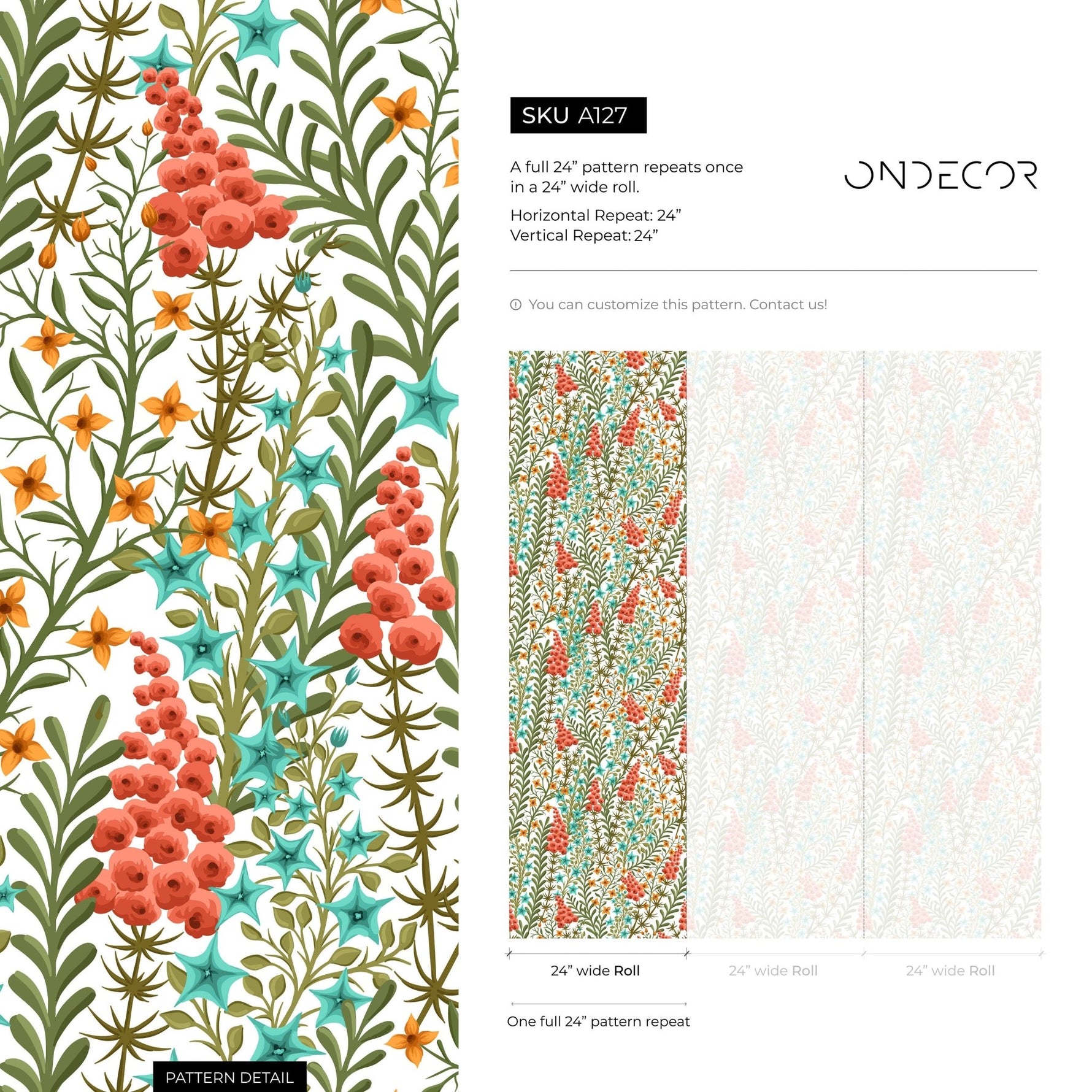 Botanical Berries and Leaves Wallpaper - A127 - WallTrend