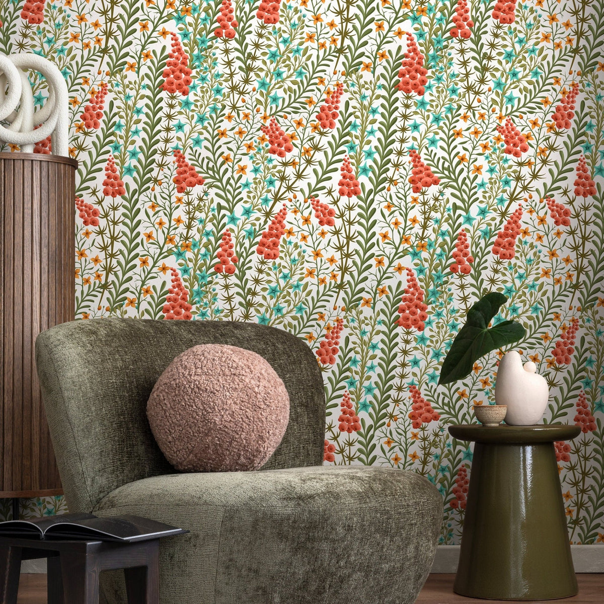 Botanical Berries and Leaves Wallpaper - A127 - WallTrend