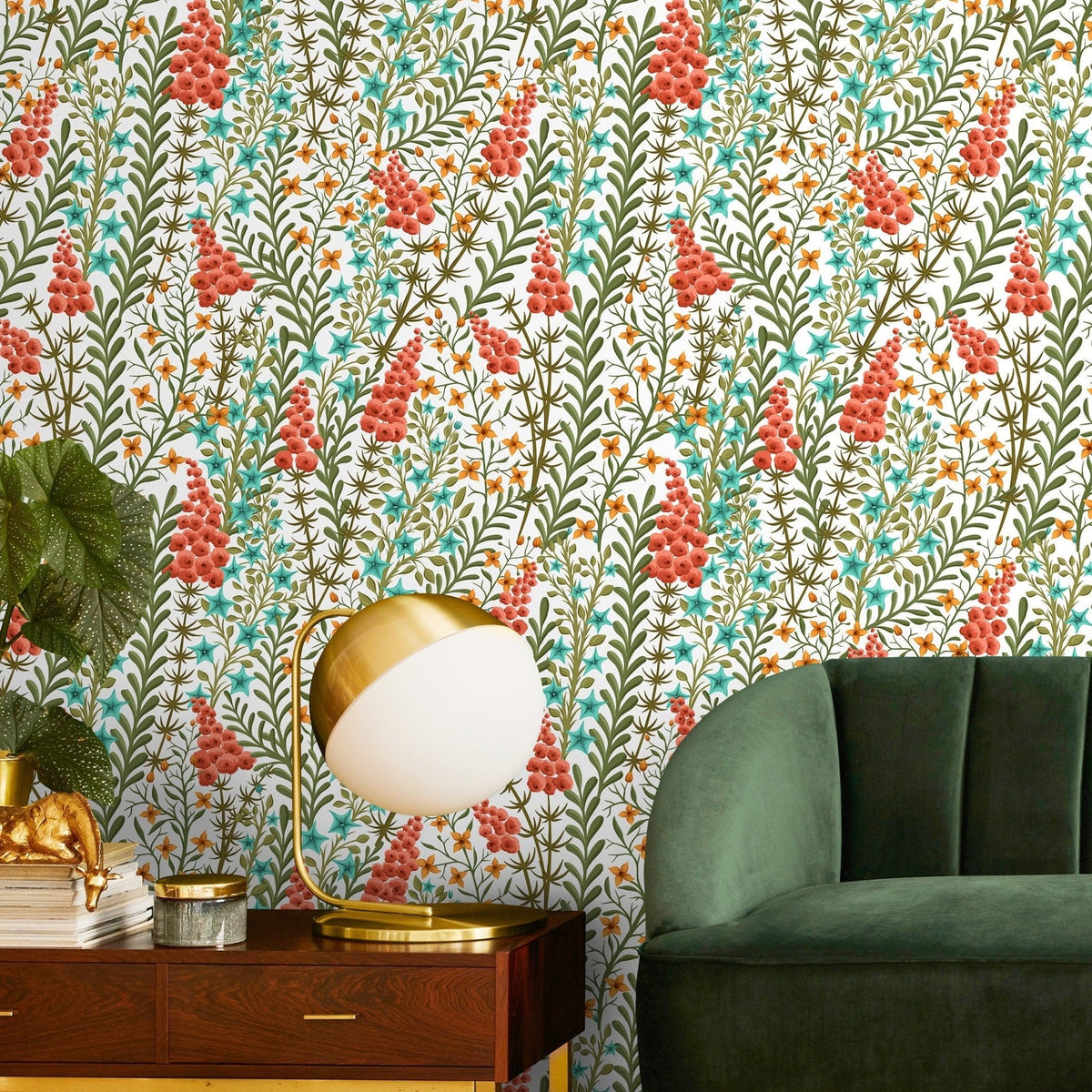 Botanical Berries and Leaves Wallpaper - A127 - WallTrend