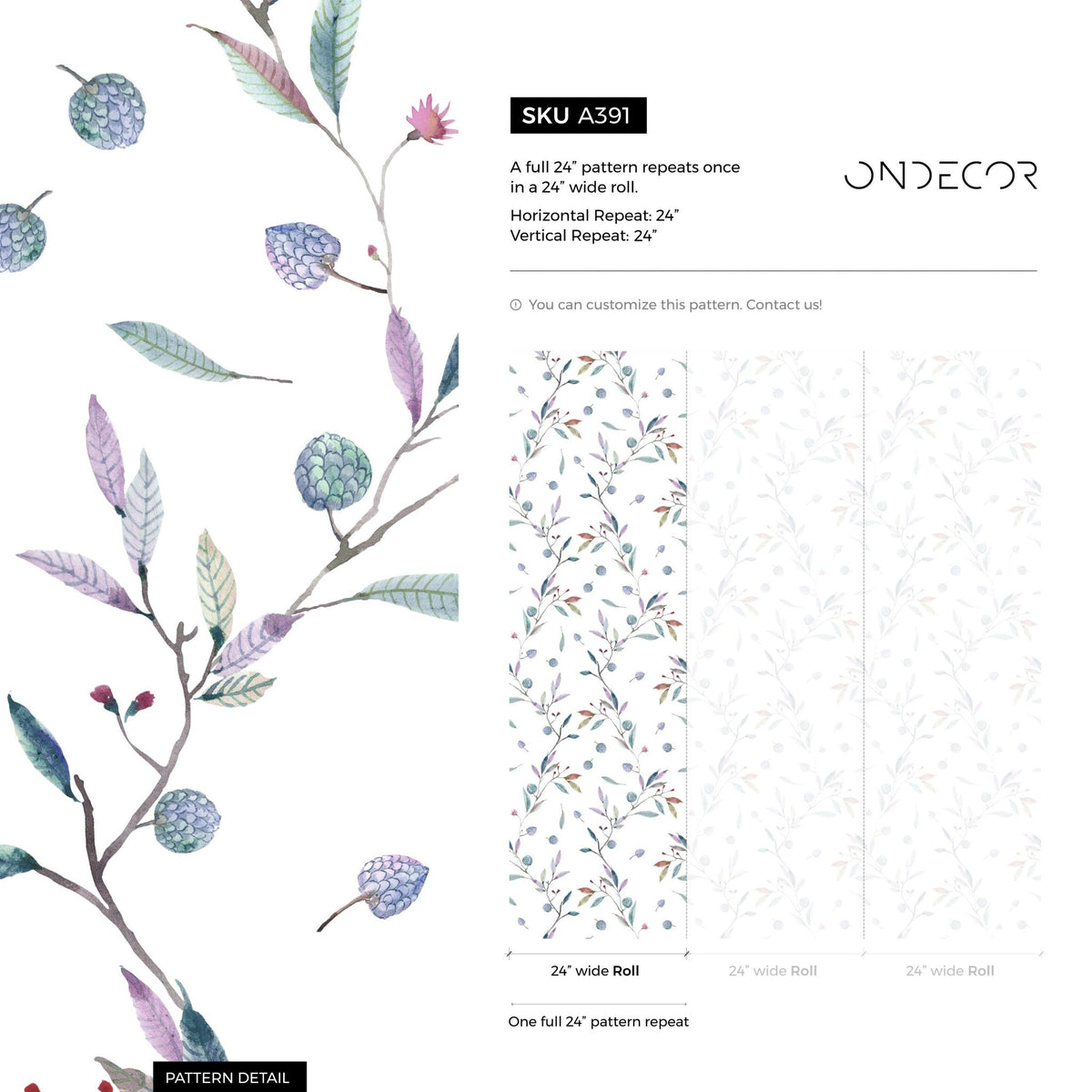 Botanical Berry Bliss Wallpaper - A391 - WallTrend