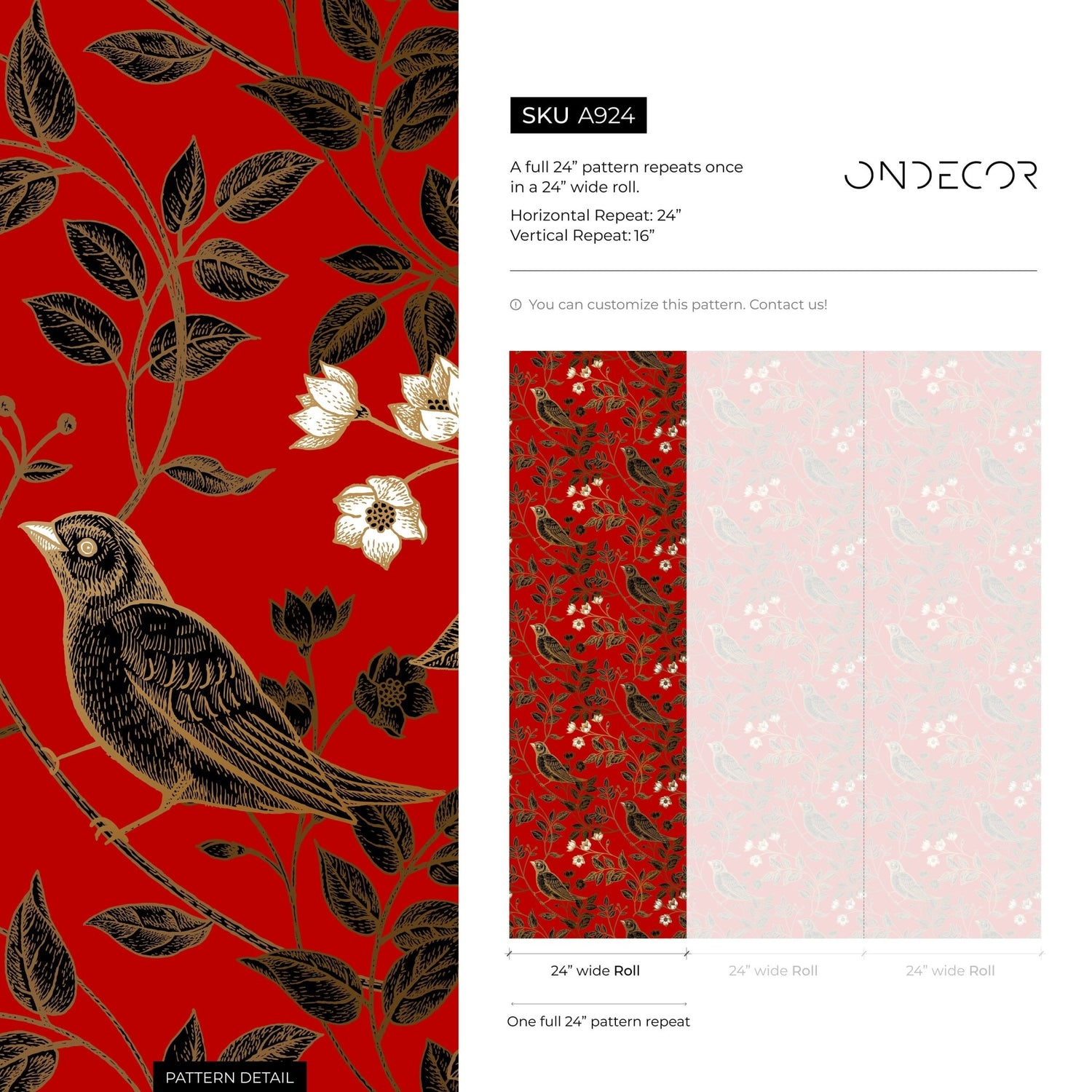 Botanical Birds Wallpaper - A924 - WallTrend