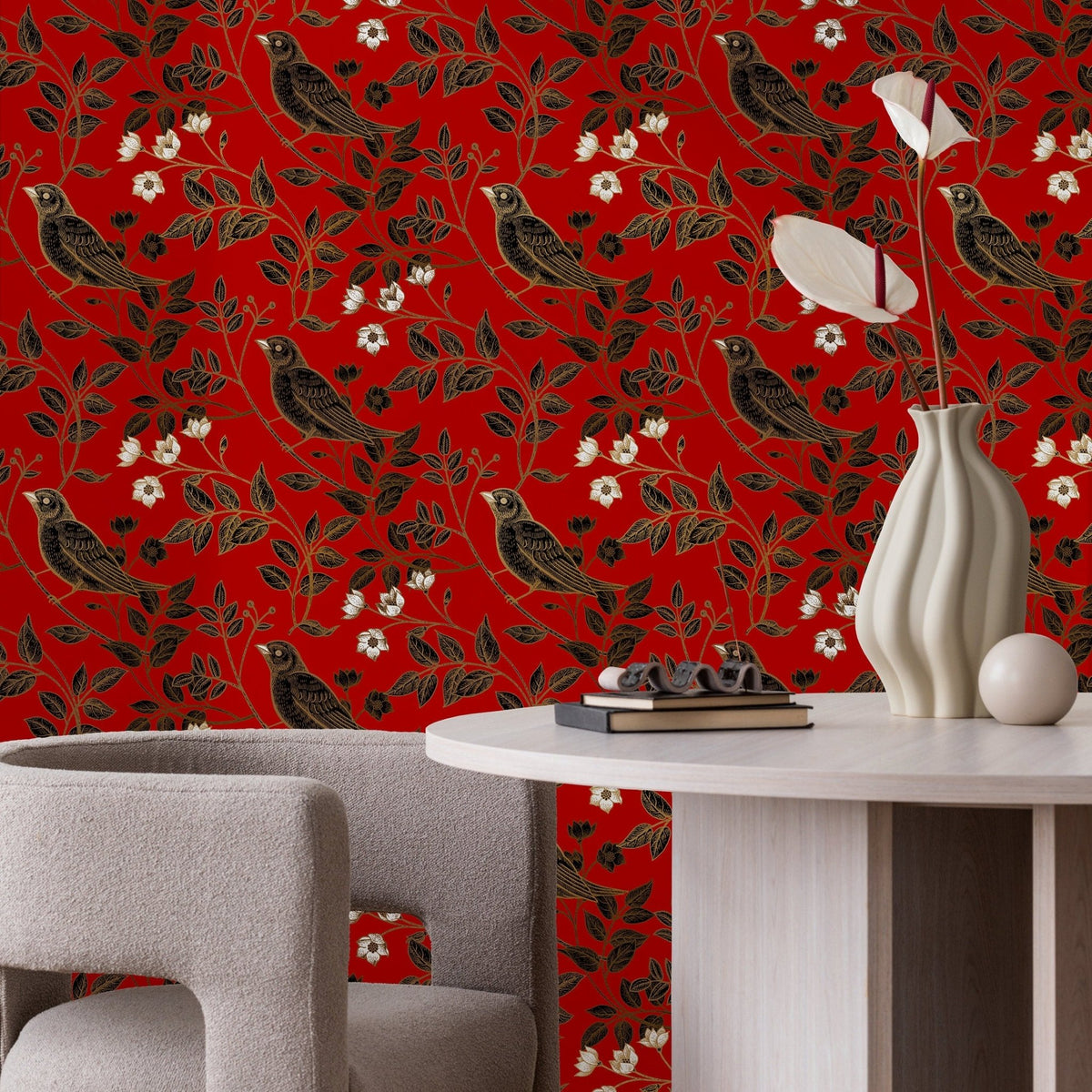 Botanical Birds Wallpaper - A924 - WallTrend