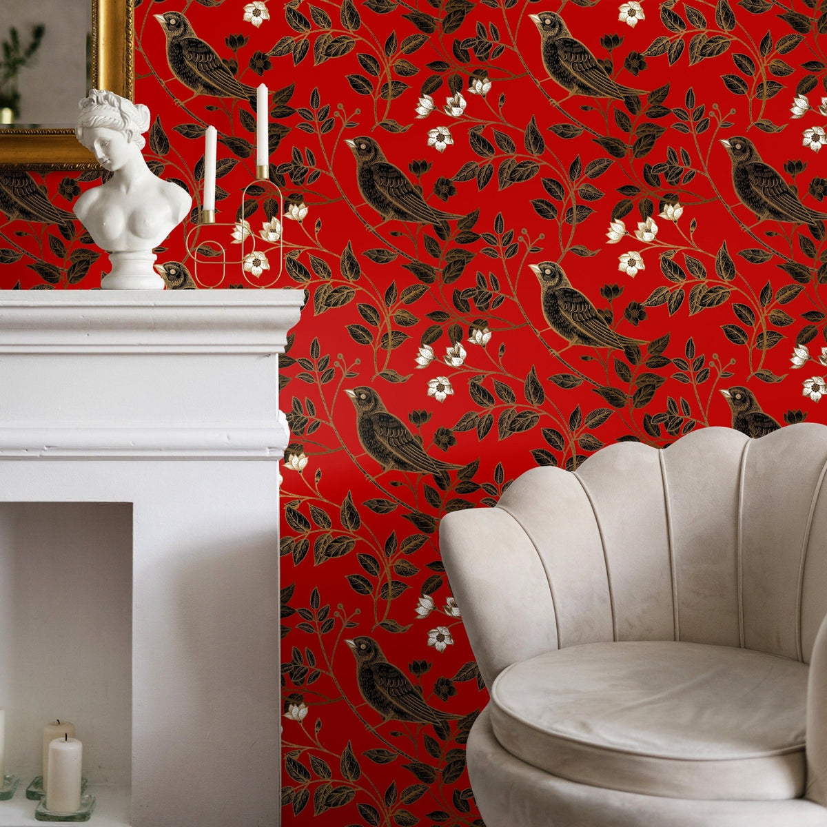 Botanical Birds Wallpaper - A924 - WallTrend