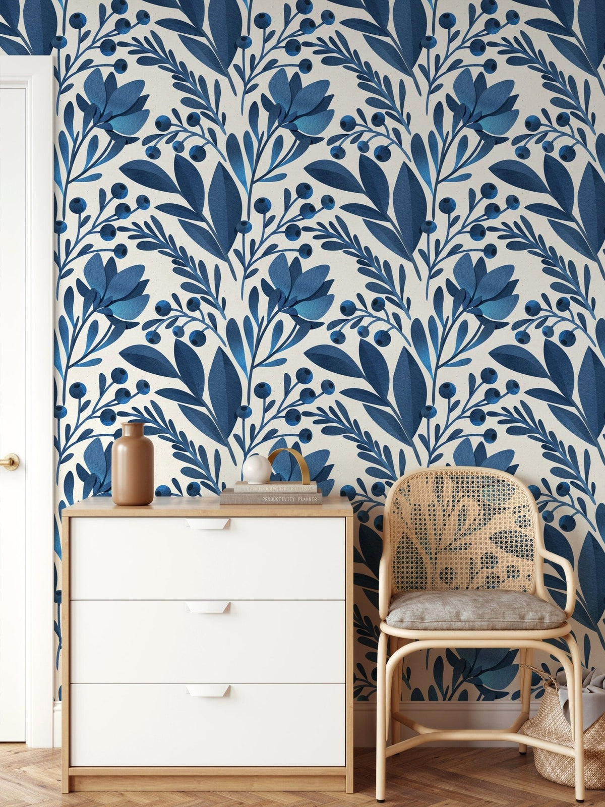 Botanical Blueberry Wallpaper - A371 - WallTrend