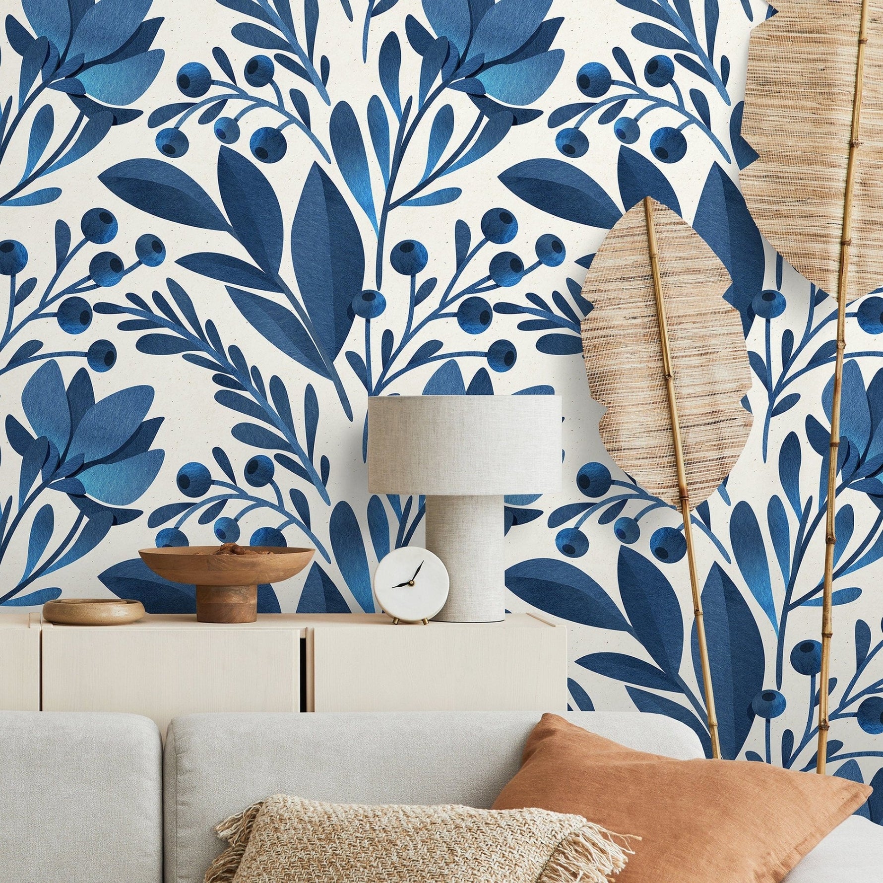 Botanical Blueberry Wallpaper - A371 - WallTrend