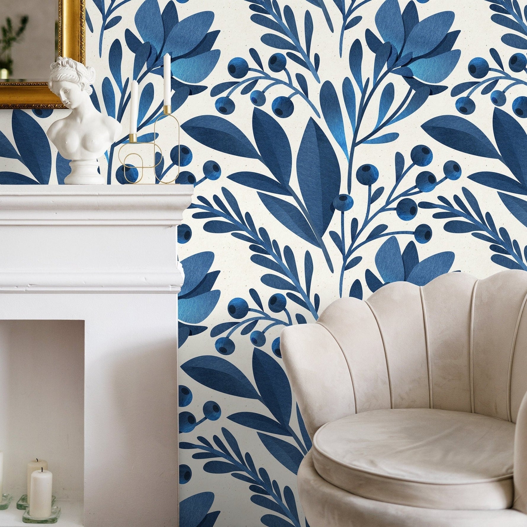 Botanical Blueberry Wallpaper - A371 - WallTrend