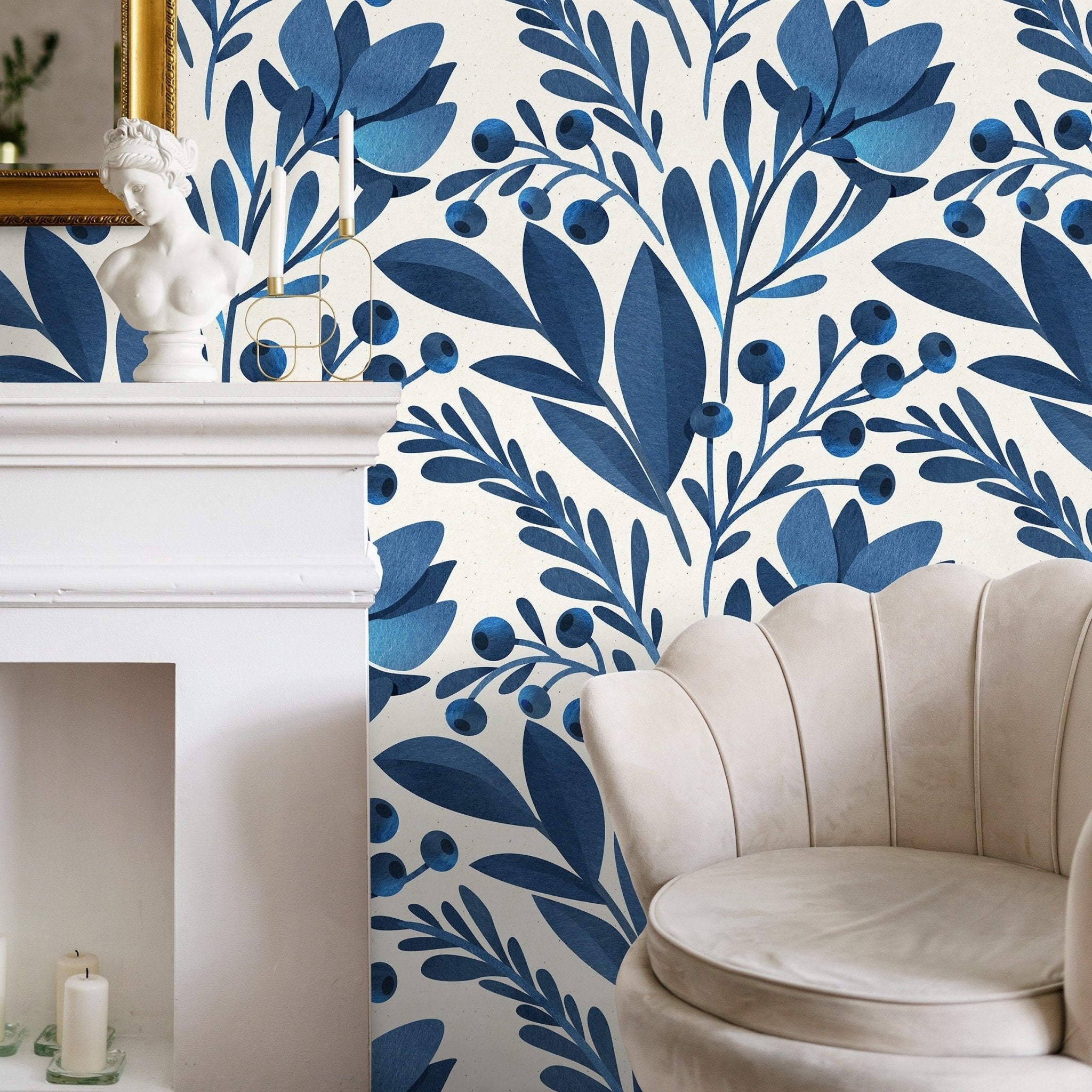 Botanical Blueberry Wallpaper - A371 - WallTrend
