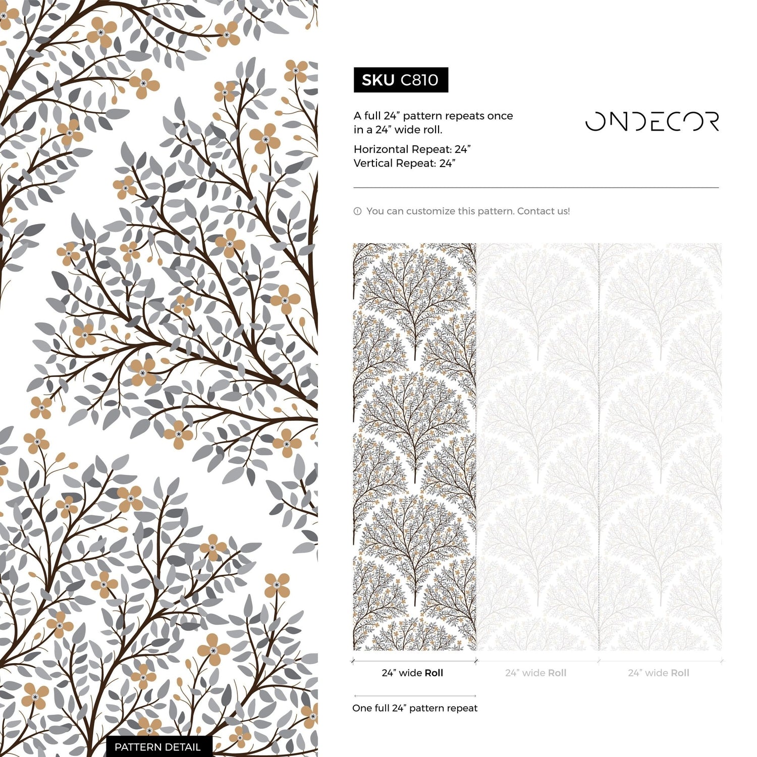 Botanical Branches Wallpaper - C810 - WallTrend