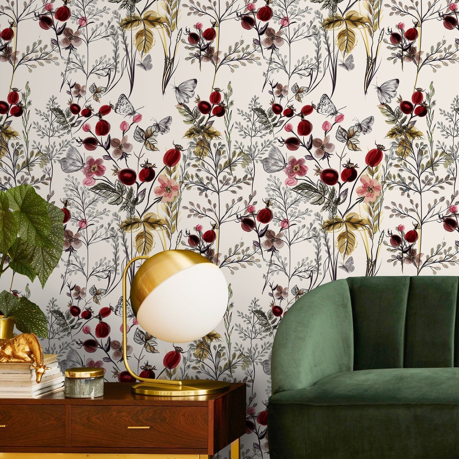 Botanical Butterfly Medley Wallpaper - A494 - WallTrend