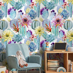 Botanical Cacti and Blooms Wallpaper - A304 - WallTrend