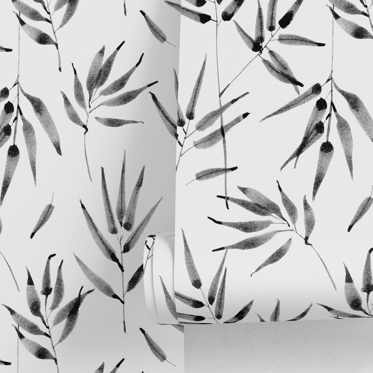 Botanical Charcoal Elegance Wallpaper - B057 - WallTrend