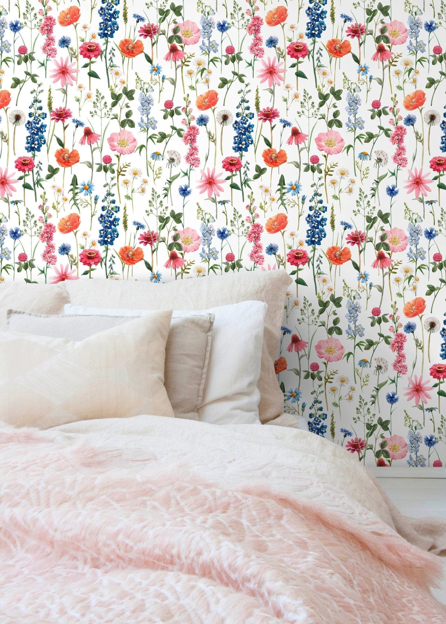 Botanical Flowers Garden Wallpaper / Peel and Stick Wallpaper Removable Wallpaper Home Decor Wall Art Wall Decor Room Decor - C802 - WallTrend