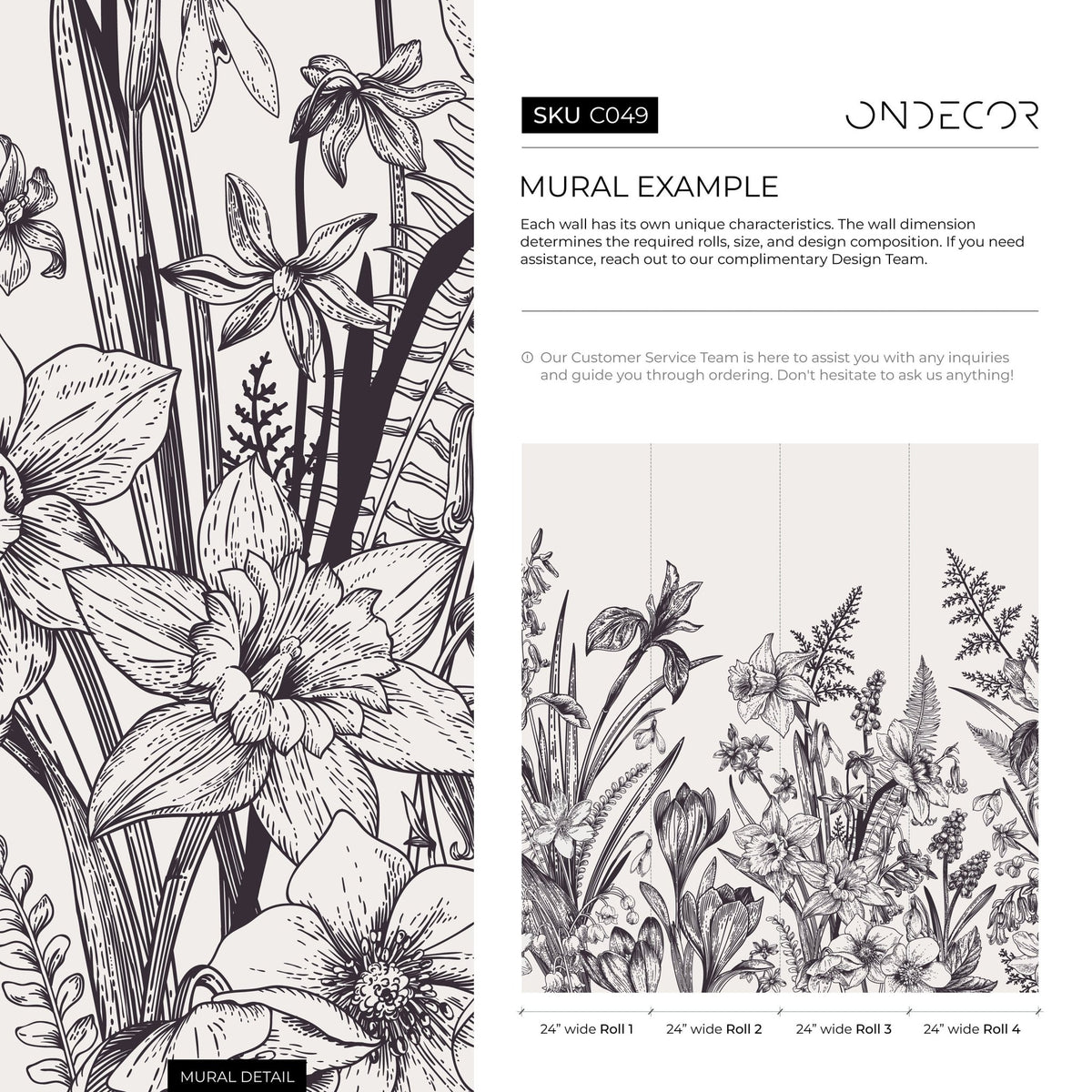 Botanical Illustration Wallpaper - C049 - WallTrend