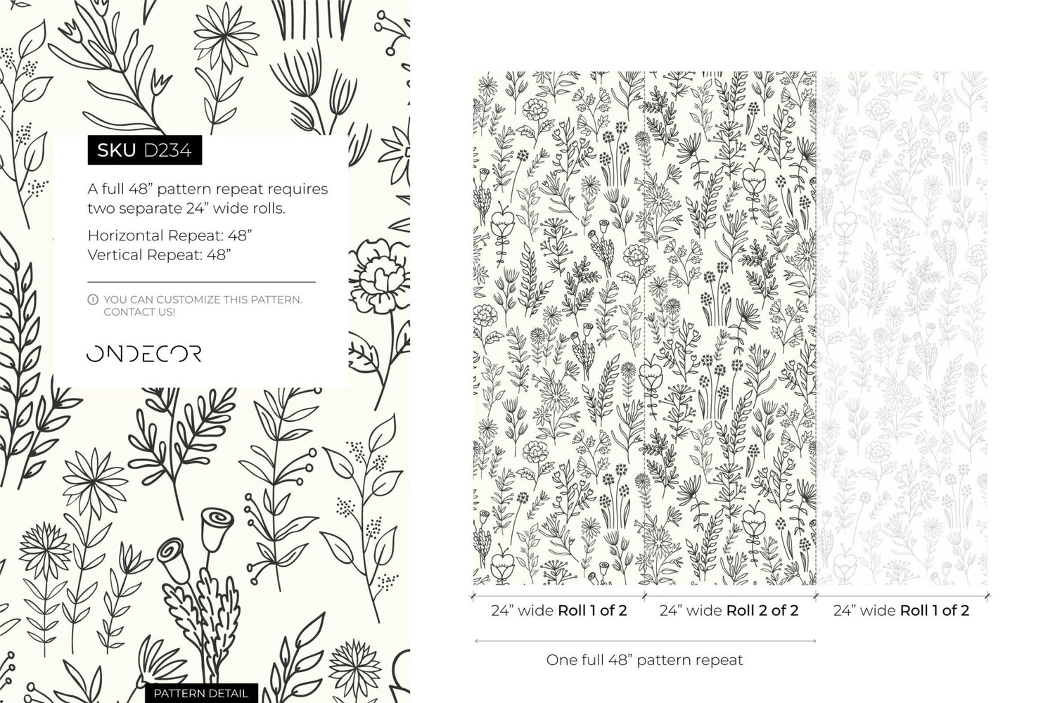 Botanical Illustration Wallpaper - D234 - WallTrend