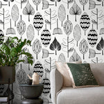 Botanical Leaf Illustration Wallpaper - A411 - WallTrend