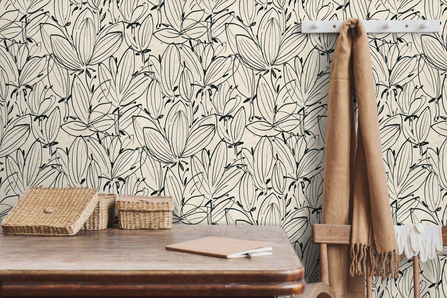 Botanical Line Art Wallpaper - C832 - WallTrend