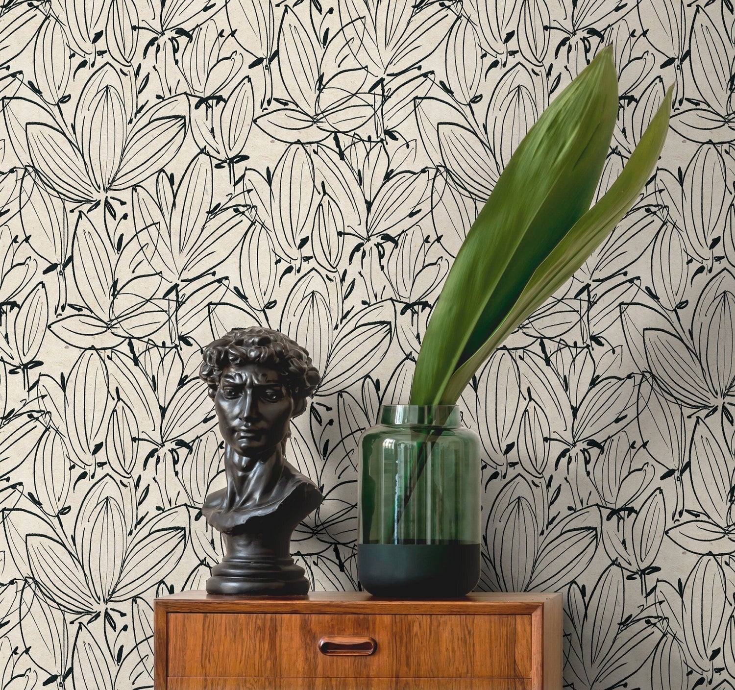 Botanical Line Art Wallpaper - C832 - WallTrend