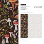 Botanical Mushroom Wallpaper Dark Floral Wallpaper Peel and Stick and Traditional Wallpaper - D816 - WallTrend