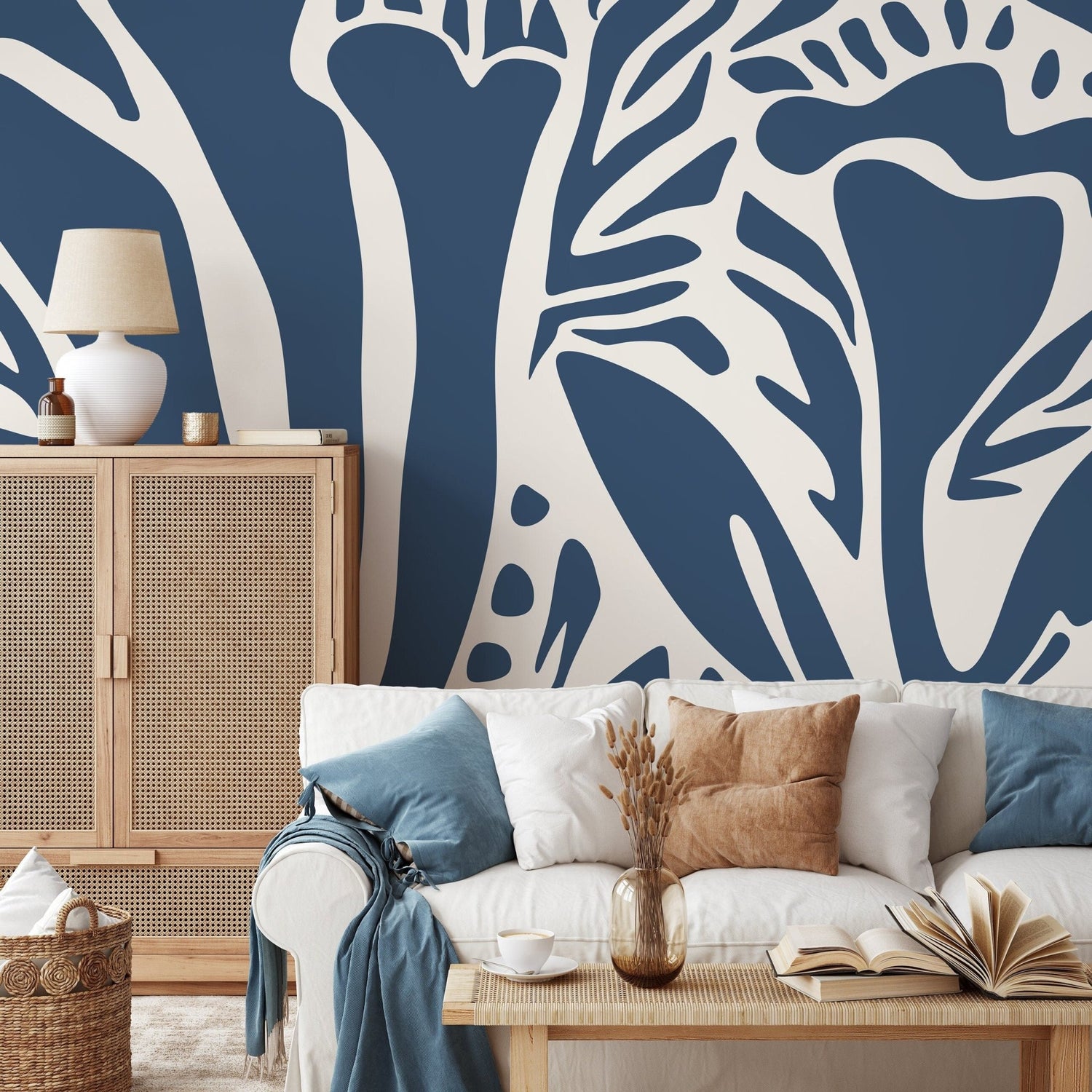 Botanical Navy Wallpaper - D633 - WallTrend