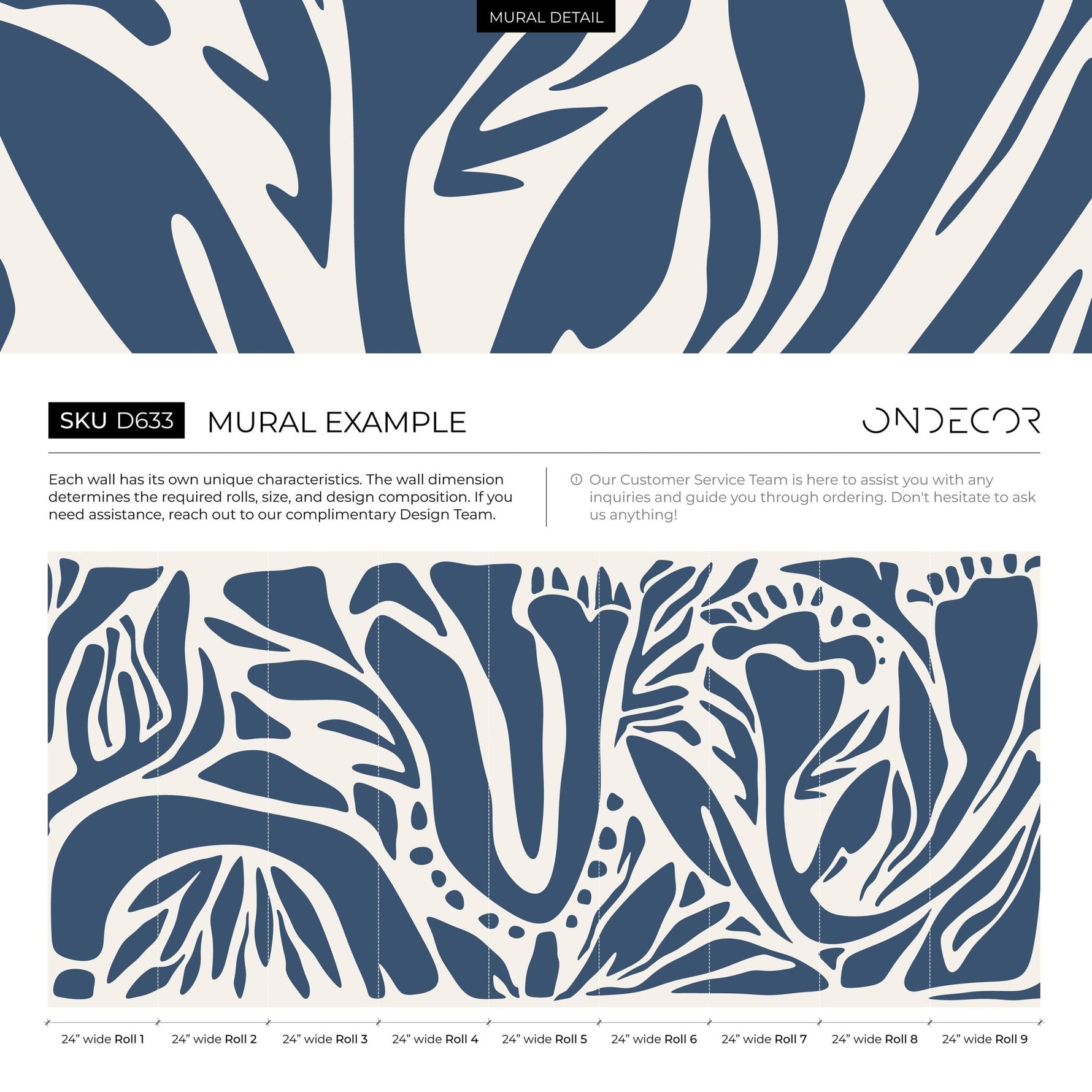 Botanical Navy Wallpaper - D633 - WallTrend