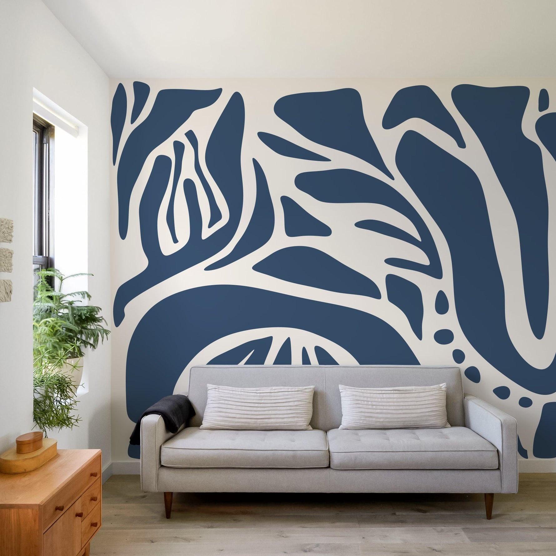 Botanical Navy Wallpaper - D633 - WallTrend