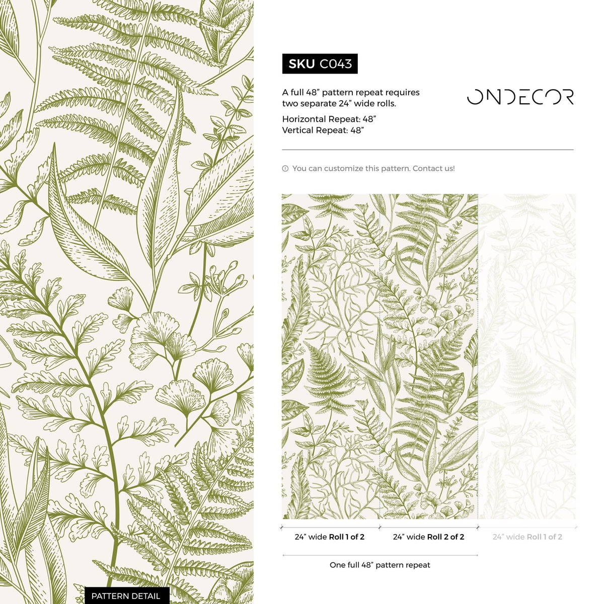 Botanical Sketch Wallpaper - C043 - WallTrend