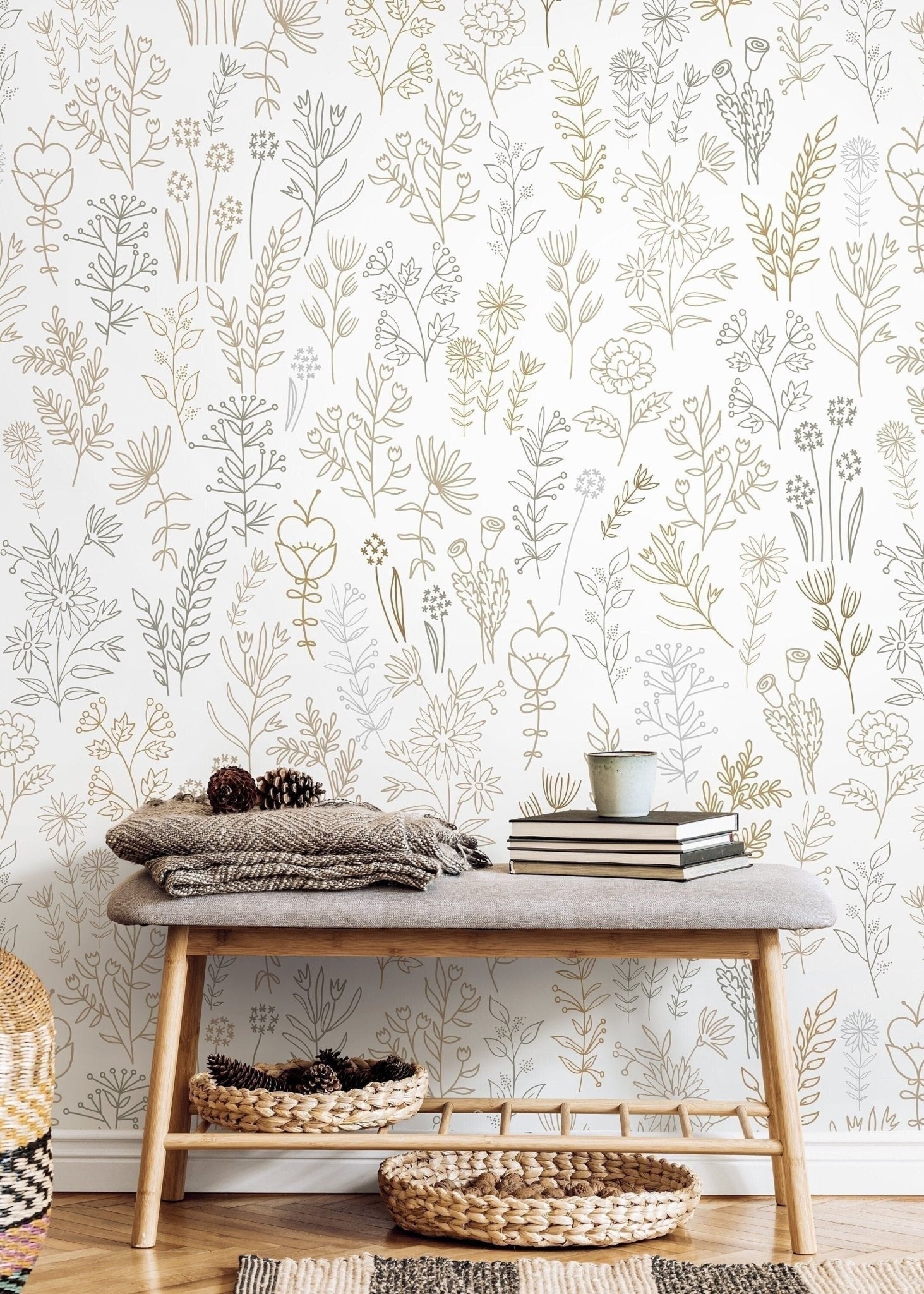 Botanical Sketch Wallpaper - D236 - WallTrend