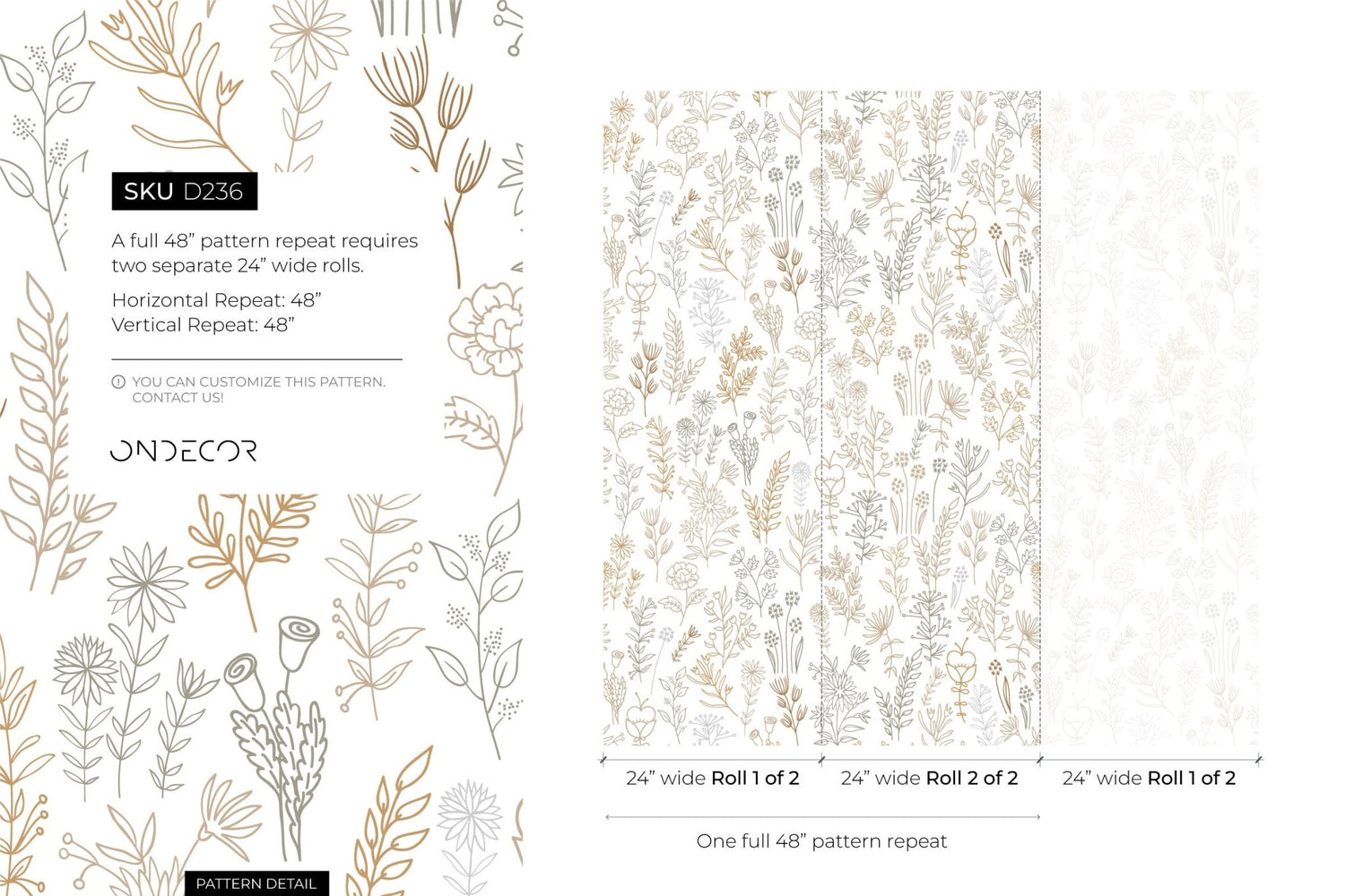 Botanical Sketch Wallpaper - D236 - WallTrend