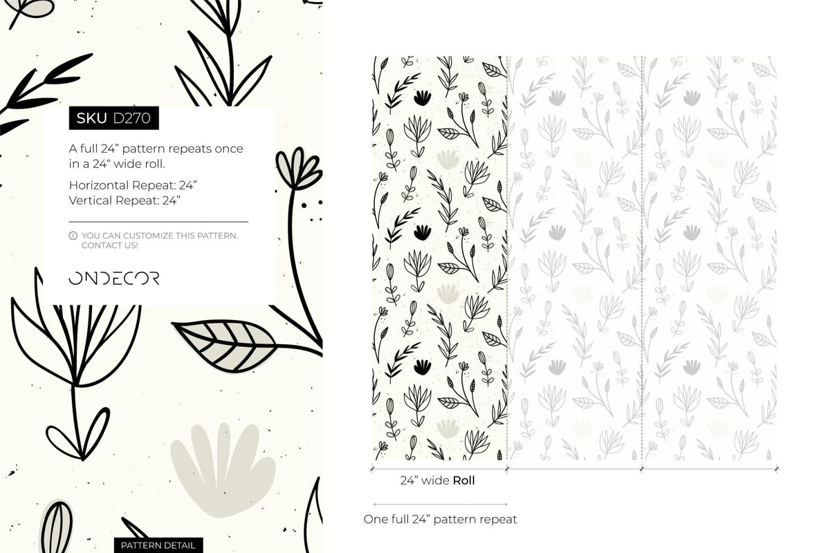 Botanical Sketch Wallpaper - D270 - WallTrend