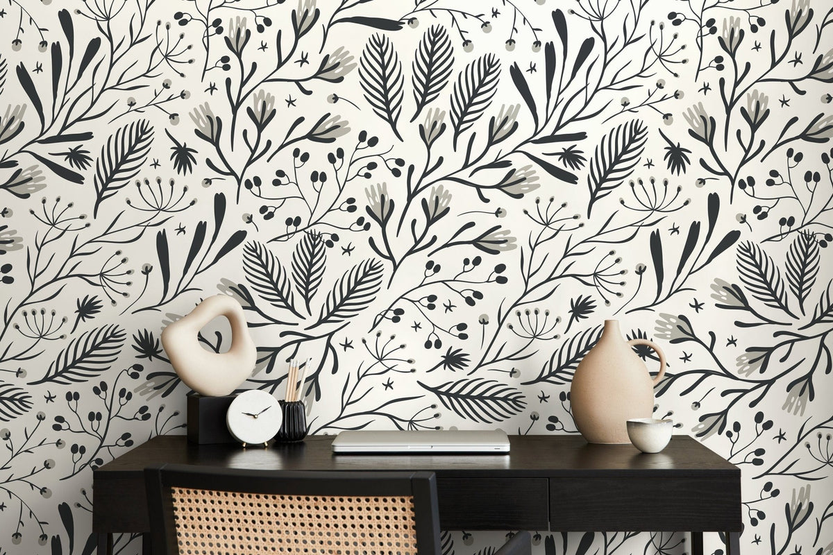 Botanical Sketch Wallpaper - D281 - WallTrend