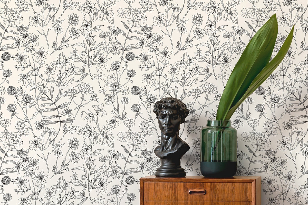 Botanical Sketch Wallpaper - D306 - WallTrend