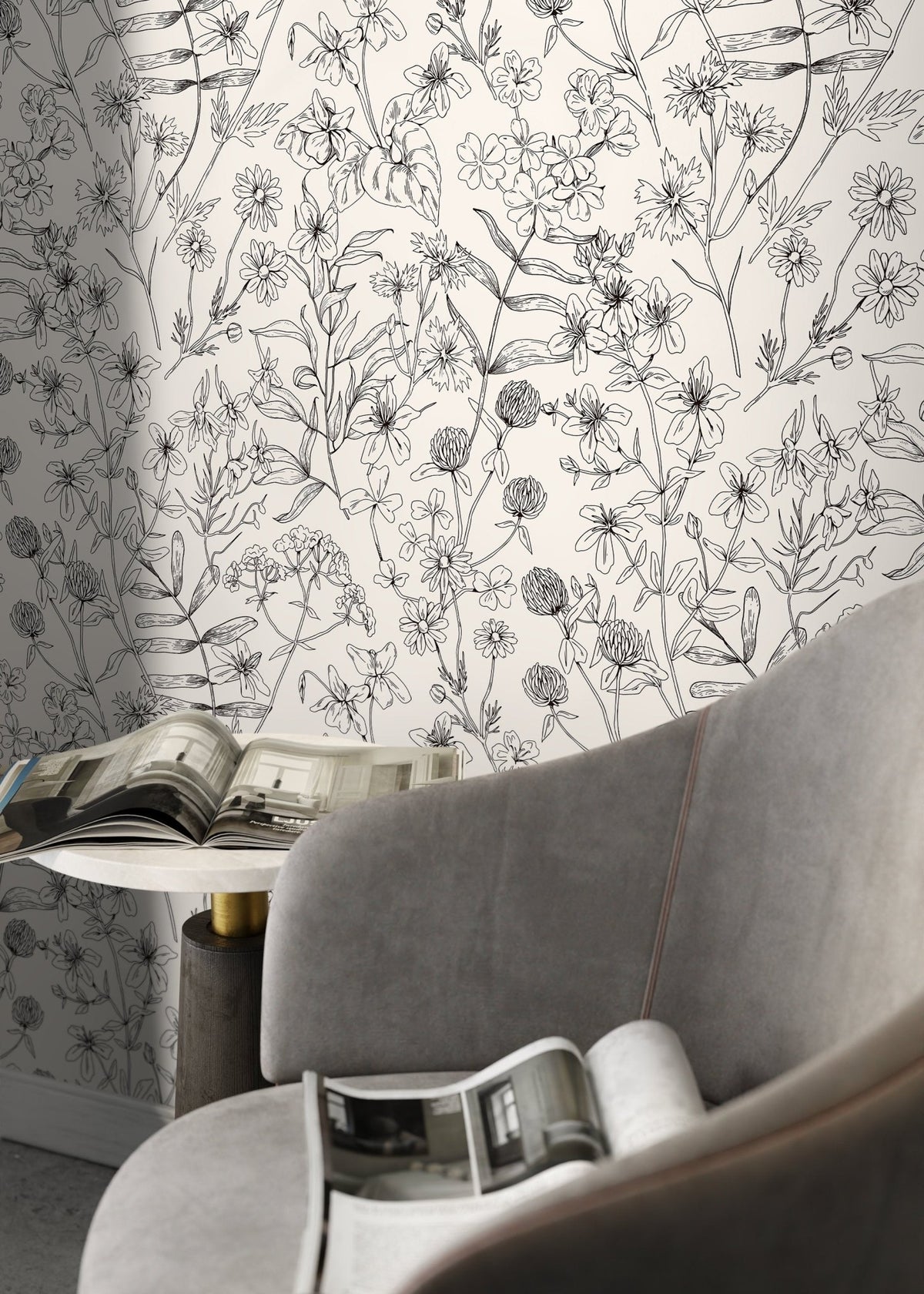 Botanical Sketch Wallpaper - D306 - WallTrend