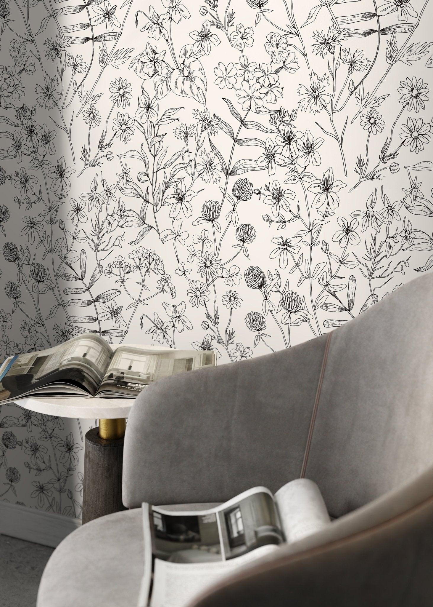 Botanical Sketch Wallpaper - D306 - WallTrend