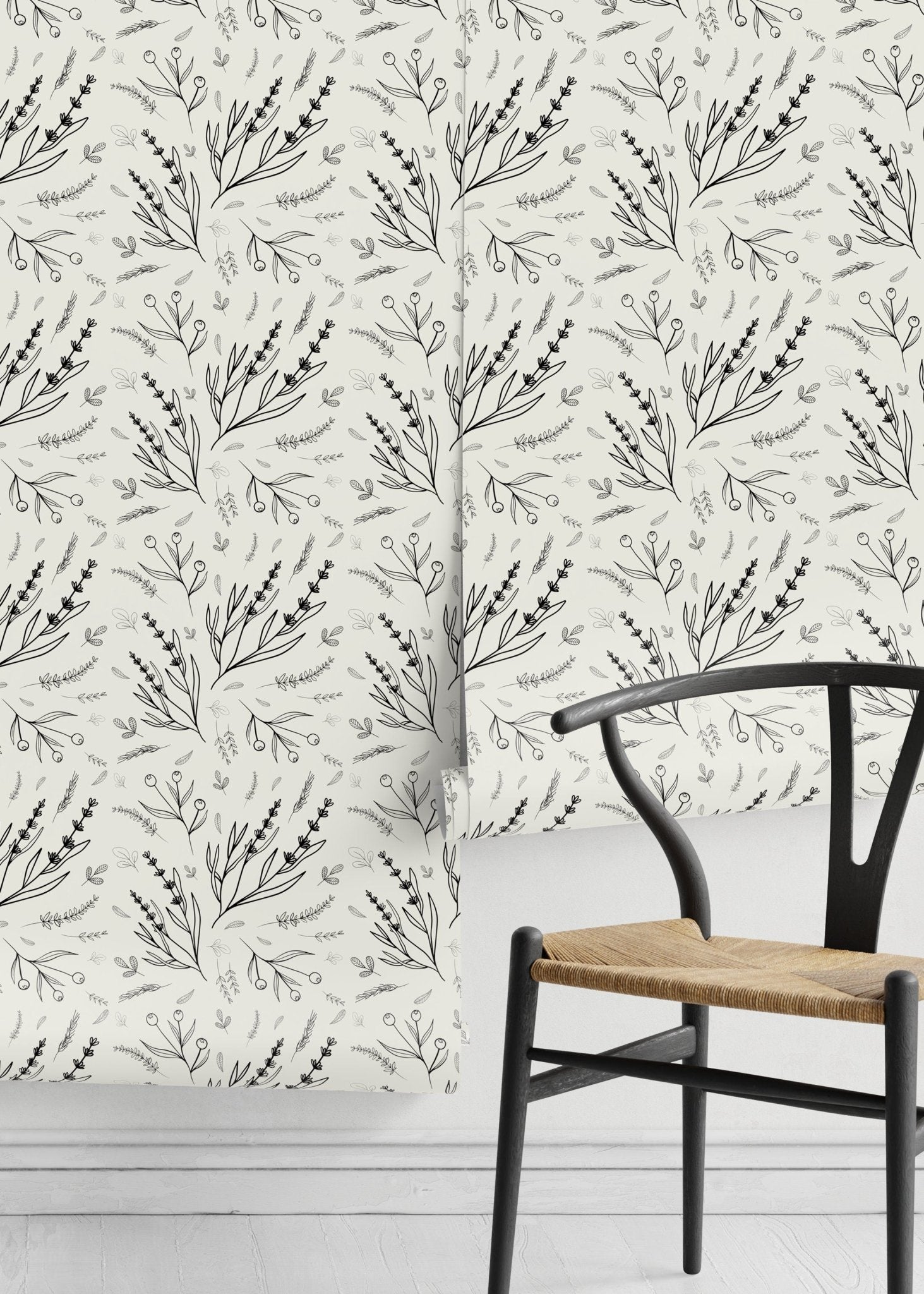 Botanical Sketch Wallpaper - D400 - WallTrend