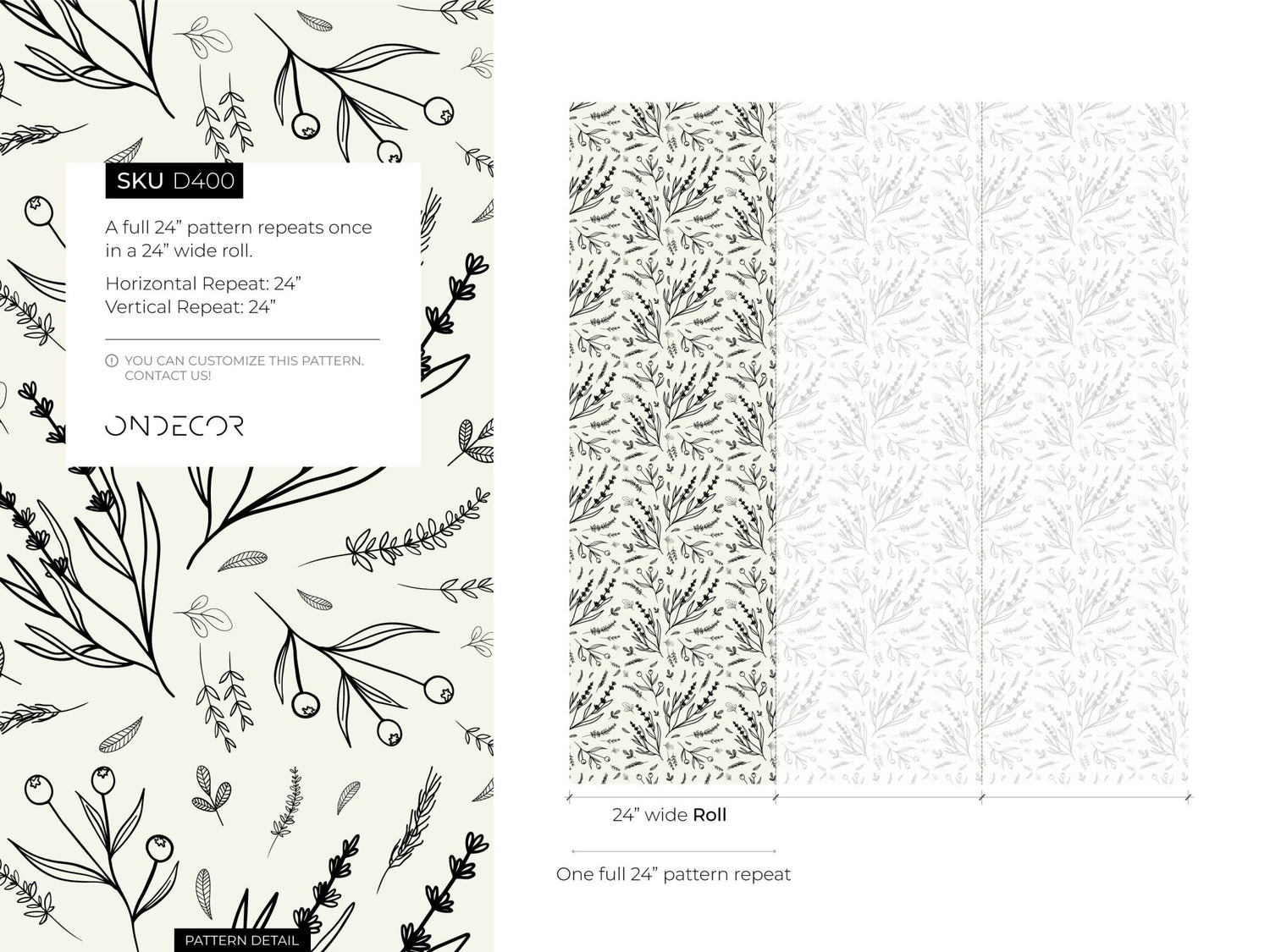 Botanical Sketch Wallpaper - D400 - WallTrend