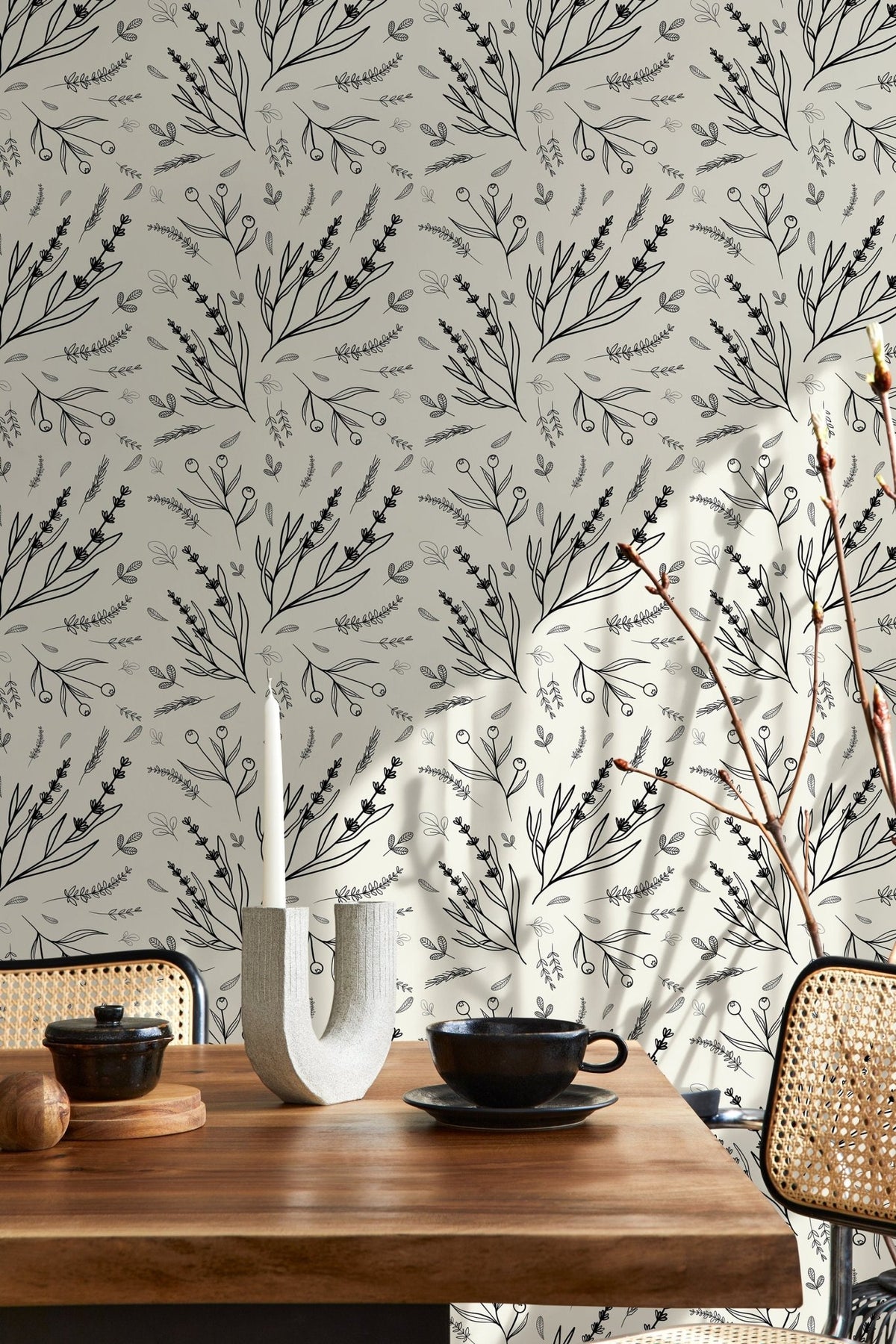 Botanical Sketch Wallpaper - D400 - WallTrend