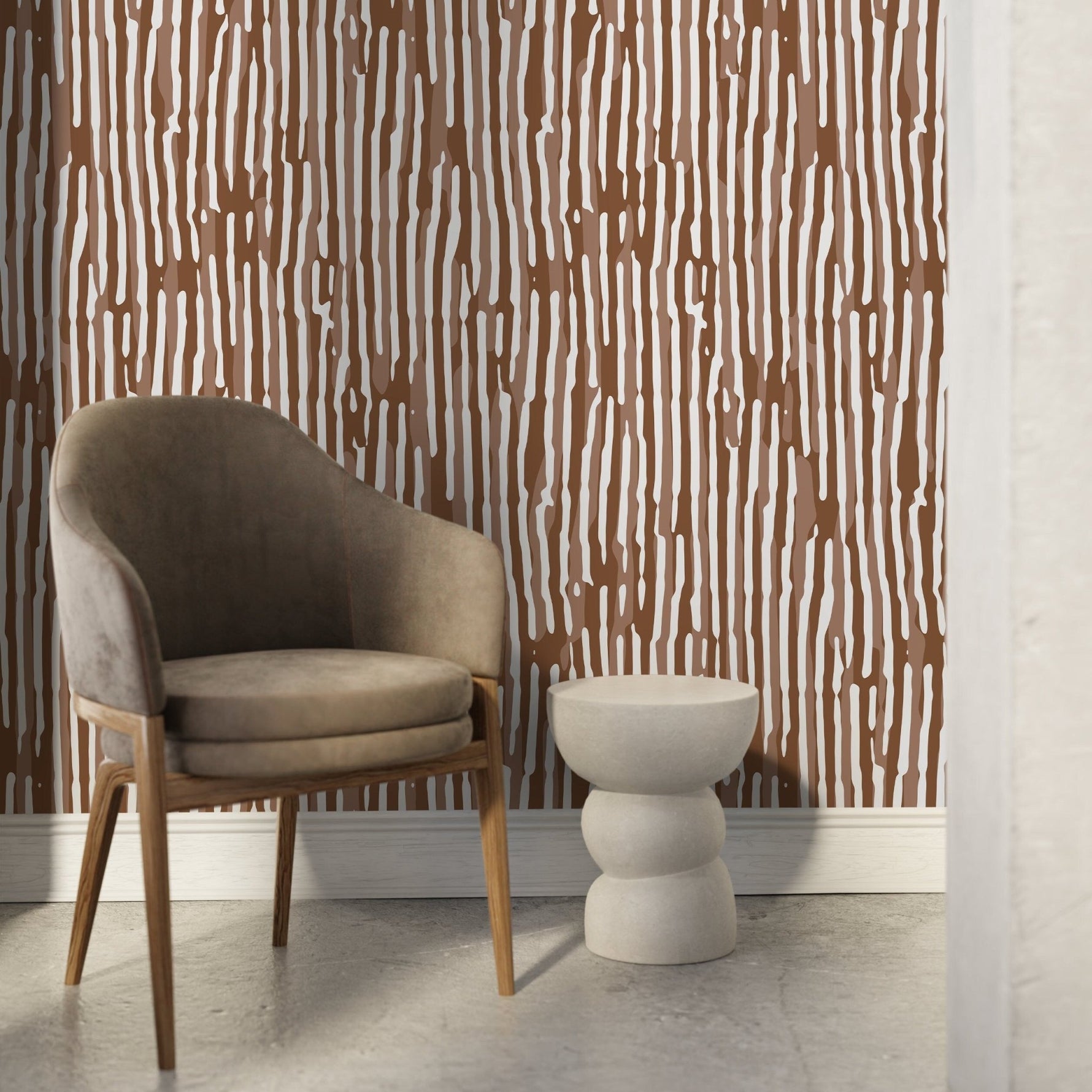 Brown Abstract Art Wallpaper Contemporary Wallpaper Peel and Stick and Traditional Wallpaper - D745 - WallTrend