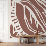 Brown Abstract Art Wallpaper Large Boho Wallpaper Peel and Stick and Traditional Wallpaper - D622 - WallTrend