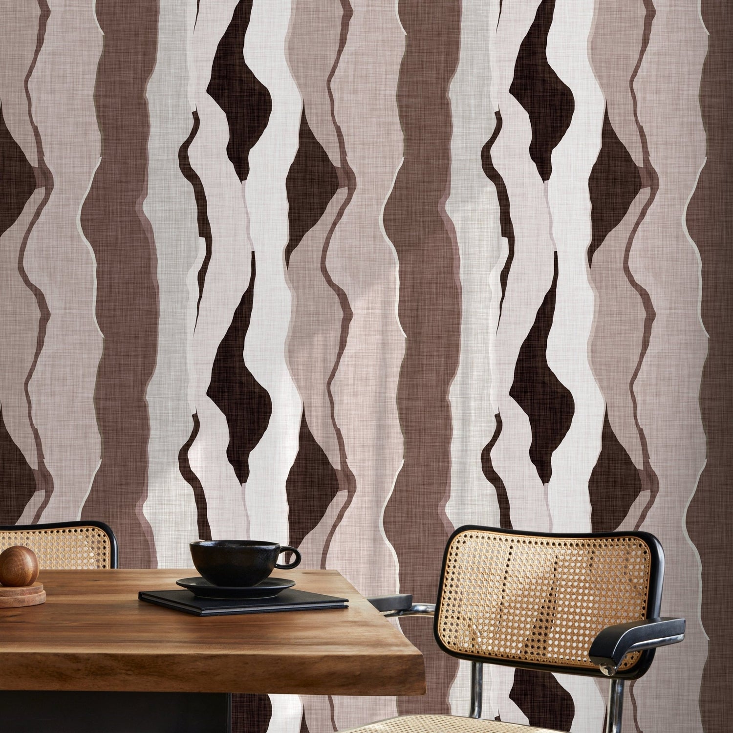 Brown Abstract Wallpaper Maximalist Wallpaper Peel and Stick and Traditional Wallpaper - D796 - WallTrend