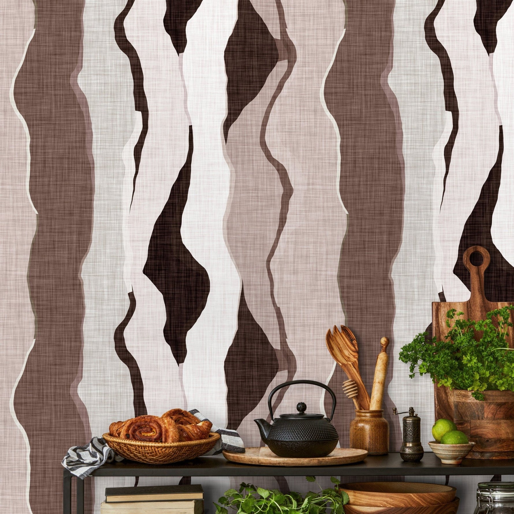 Brown Abstract Wallpaper Maximalist Wallpaper Peel and Stick and Traditional Wallpaper - D796 - WallTrend