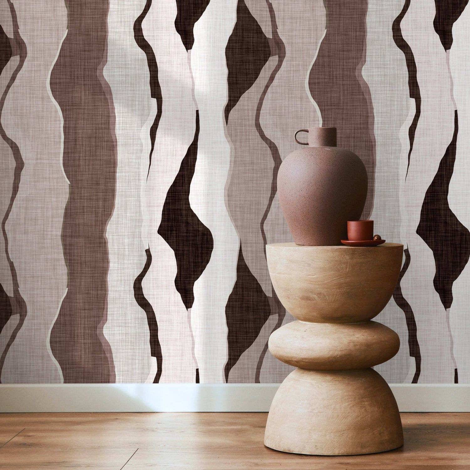 Brown Abstract Wallpaper Maximalist Wallpaper Peel and Stick and Traditional Wallpaper - D796 - WallTrend