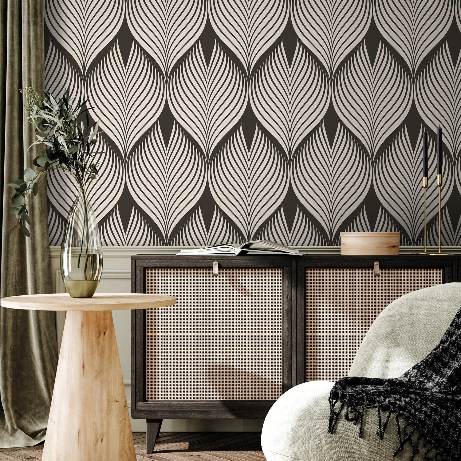 Brown Modern Wallpaper Abstract Peel and Stick and Traditional Wallpaper - D960 - WallTrend