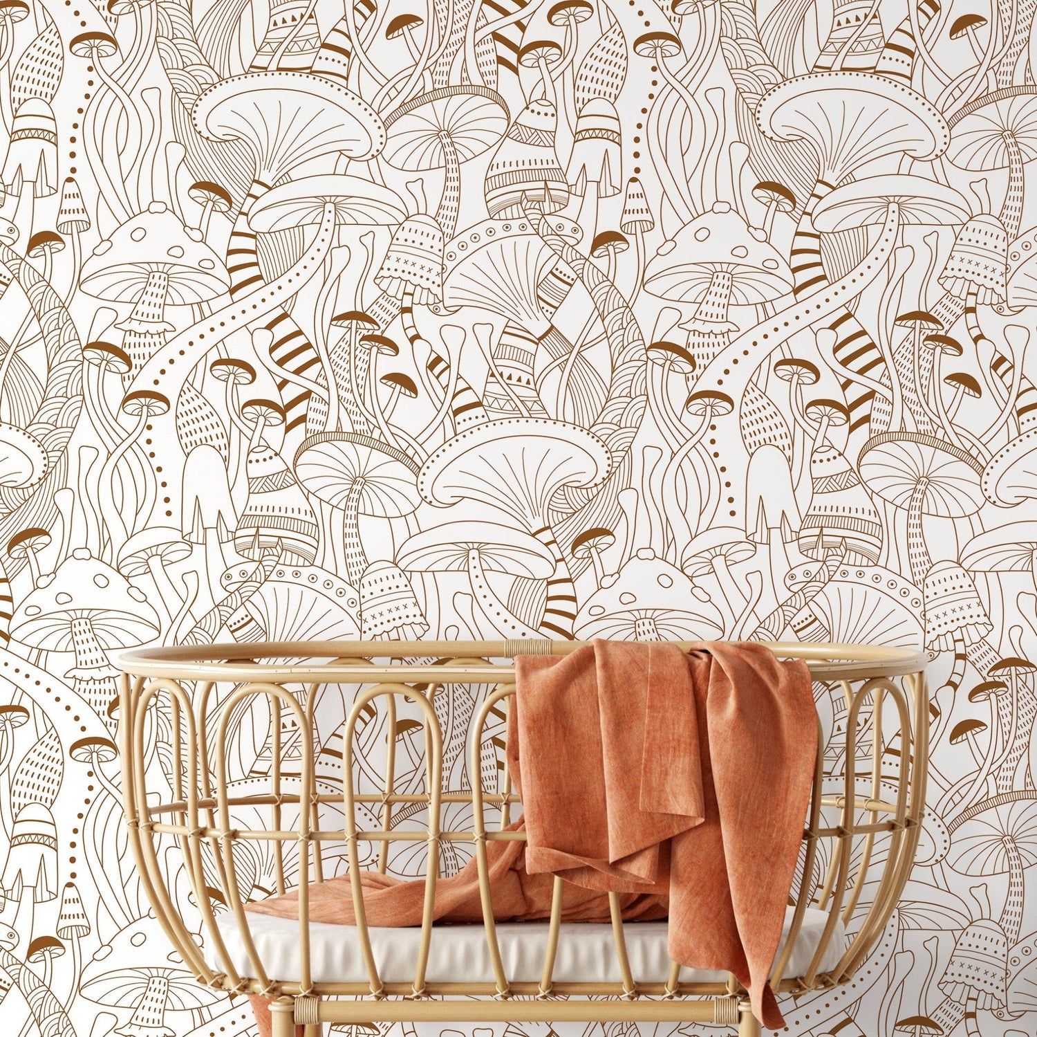 Brown Mushroom Wallpaper Modern Peel and Stick and Traditional Wallpaper - D811 - WallTrend