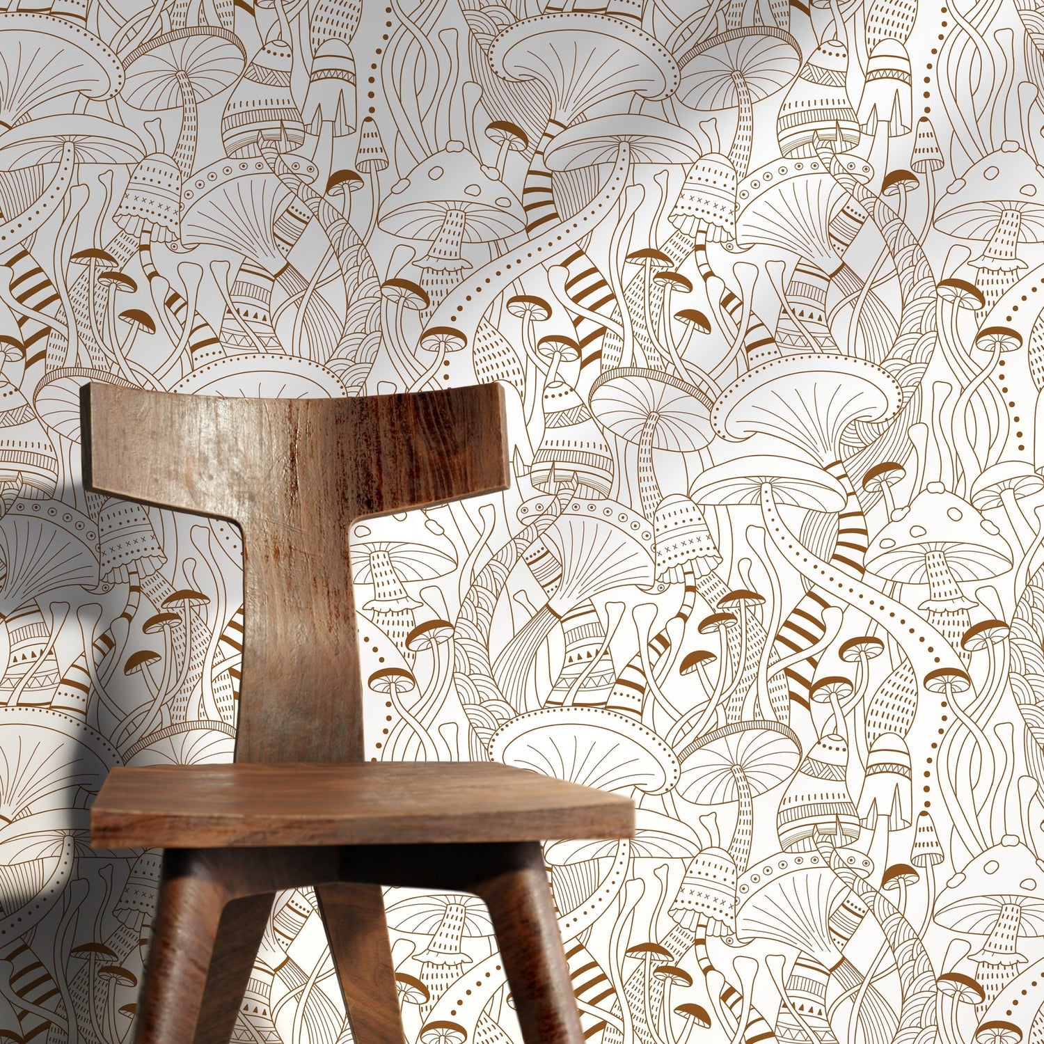 Brown Mushroom Wallpaper Modern Peel and Stick and Traditional Wallpaper - D811 - WallTrend