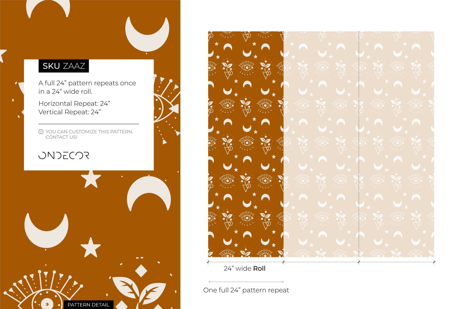 Brown Mystique and Celestial Wallpaper Removable Peel and Stick Wallpaper, Peel and Stick Wallpaper Moon and Sun - ZAAZ - WallTrend