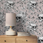 Butterfly and Skull Wallpaper Vintage Floral Wallpaper Peel and Stick and Traditional Wallpaper - D928 - WallTrend