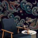 Celestial Chinoiserie Wallpaper Vintage Dragon Wallpaper Peel and Stick and Traditional Wallpaper - D878 - WallTrend
