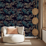 Celestial Chinoiserie Wallpaper Vintage Dragon Wallpaper Peel and Stick and Traditional Wallpaper - D878 - WallTrend